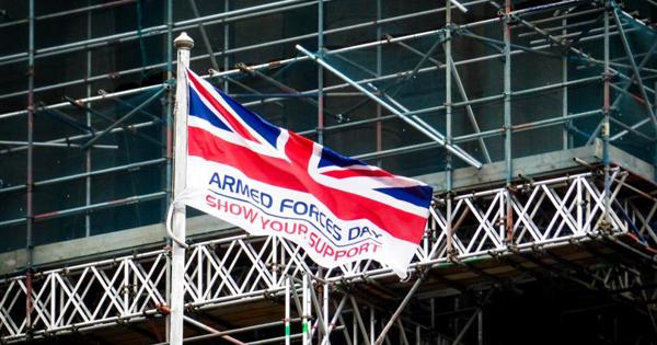 armed forces flag on pole