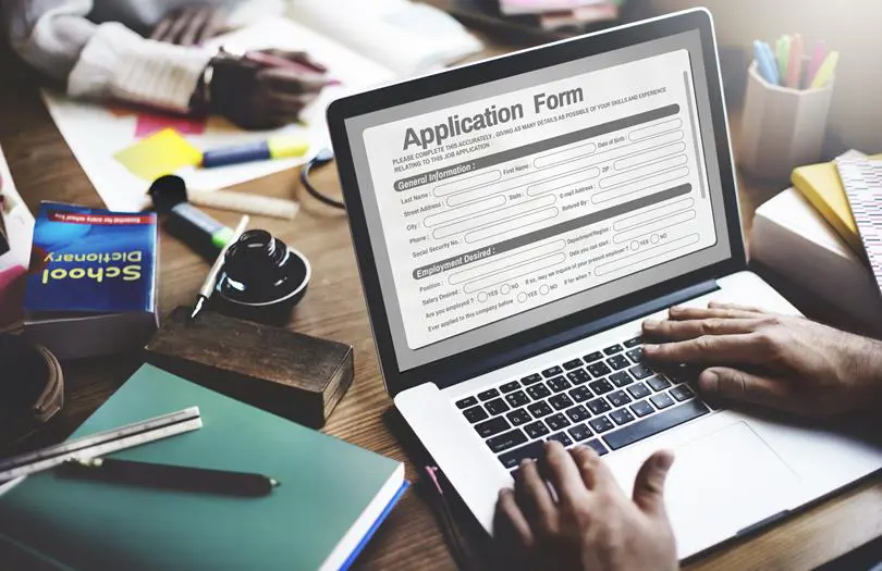 Application Form on laptop