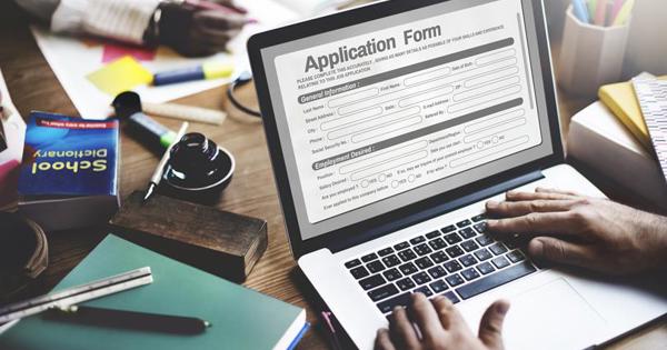 Application Form on laptop