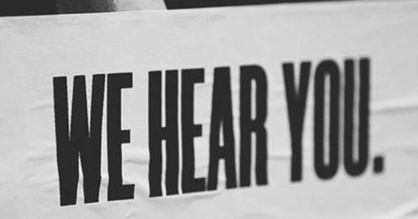 We hear you text on large paper