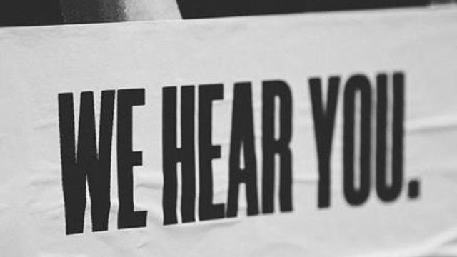 We hear you text on large paper