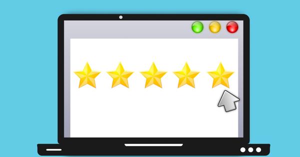 Star icons on a latop