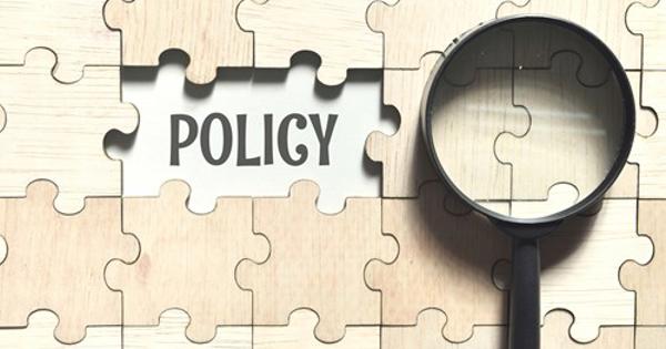 Policy text between jigsaw pieces with magnifying glass next to it 