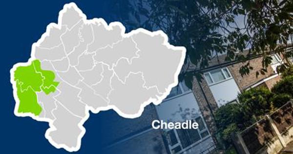 Cheadle area highlighted on a map