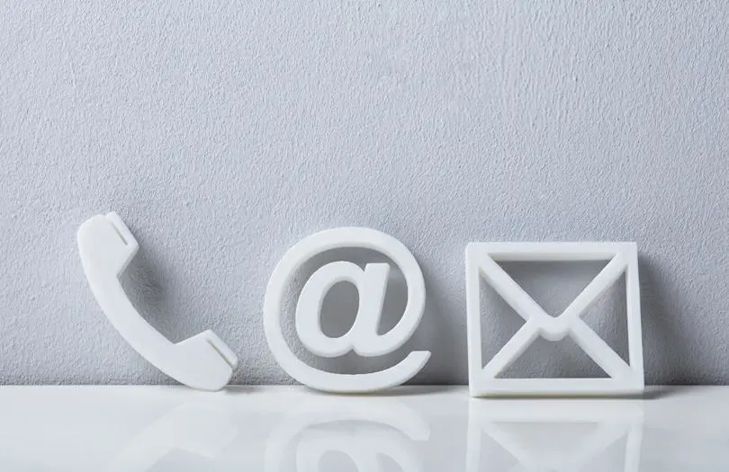 icons of phone at symbol and email