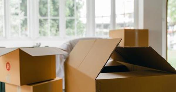 Pile of boxes in a home