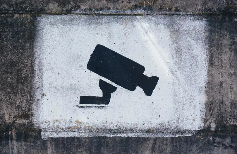 Wooden CCTV icon on white background