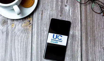 Universal Credit logo on a mobile phone