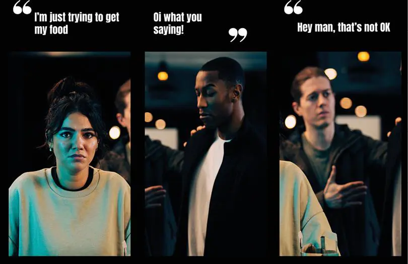 is this okay campaign image showing a woman being harassed