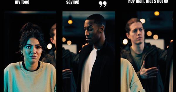 is this okay campaign image showing a woman being harassed