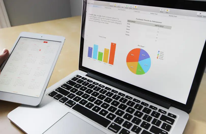 graphs and stats shown on a laptop