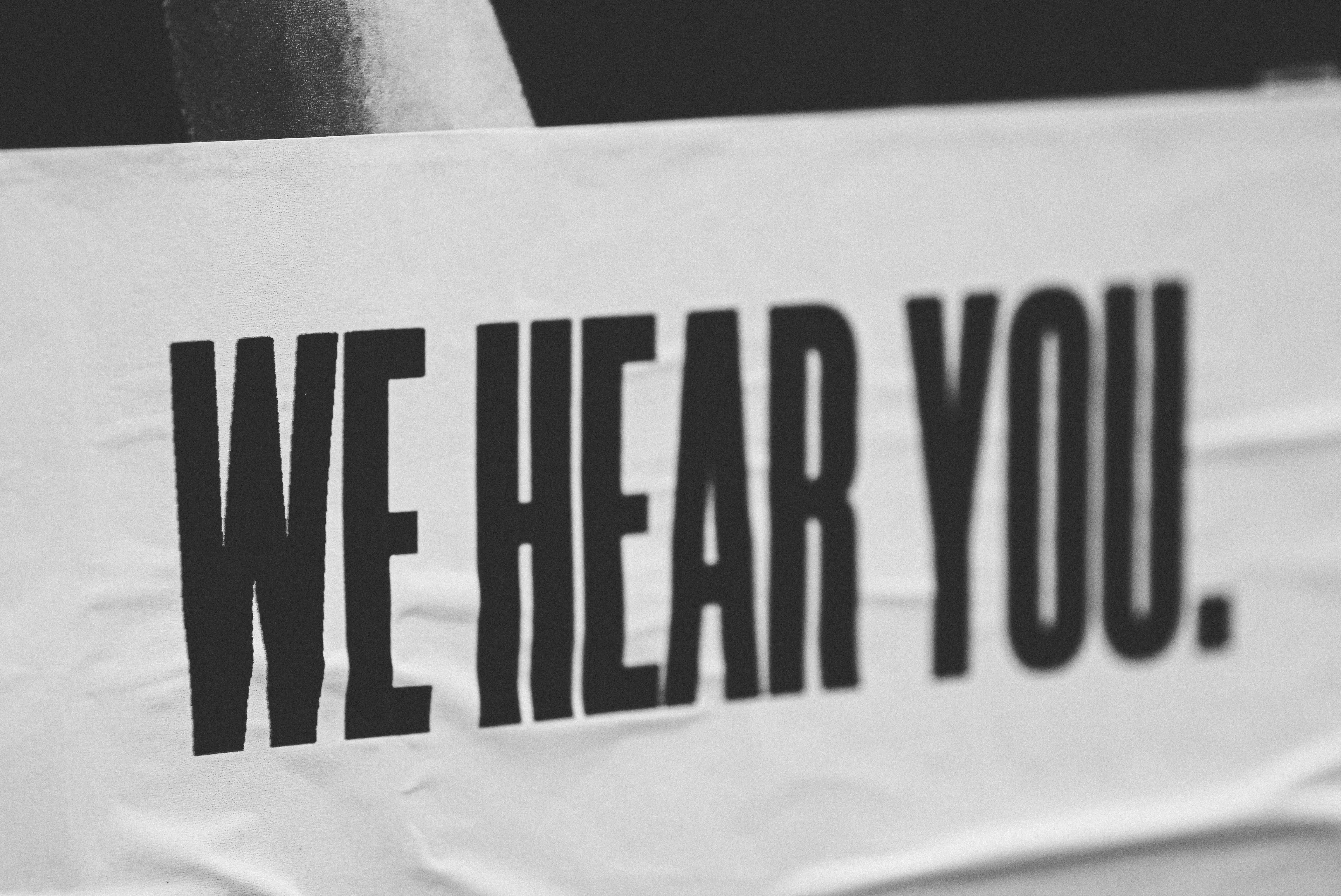 We hear you text on large paper