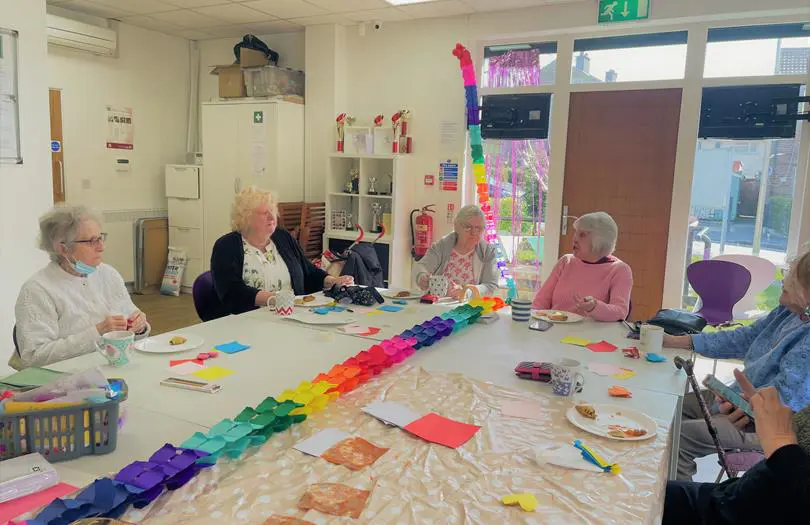 Group of seniors doing arts and crafts together