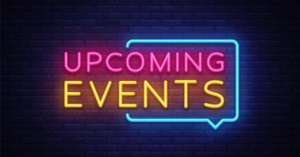Coming Events text on neon signs