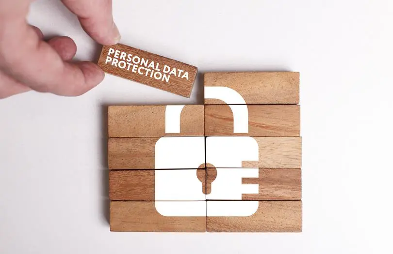 Wooden blocks making a lock icon