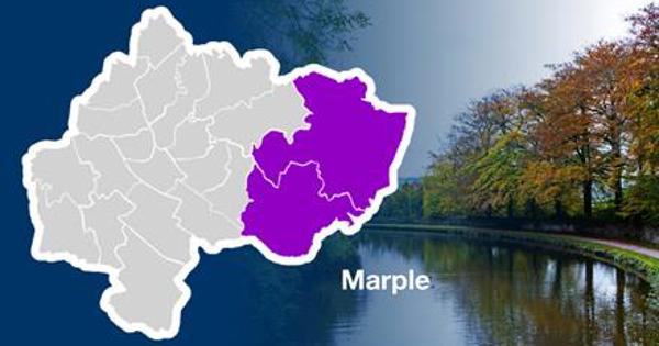 Marple area highlighted on a map